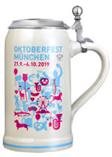 Oktoberfestkrug 2019 - Sammlerkrug mit Zinndeckel - Bavarian stein (beer mug)